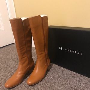 H by Halston leather boots-sienna brown
